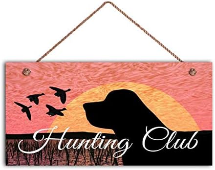 Znak klupskog lovačkog kluba, labrador retriver i patke, patke lete prema zalasku sunca, rustikalni dekor, 6 x 12 znak, znakovi