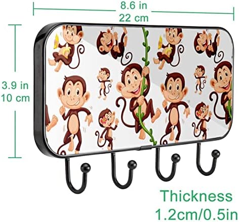 Čarape majmuni za ispis kaput stalak za zid, ulazni kaput s 4 kuka za kaput za kapute ručnika za ručnike haljine kupaonice ulaz u dnevni