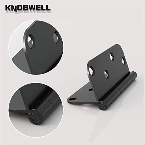 Knobwell 18 Pack zaobljeni kvadratni mat šarke crnih vrata Unutrašnjost s okruglim polumjerom od 5/8 inča, 4 x 4 crne šarke za vrata