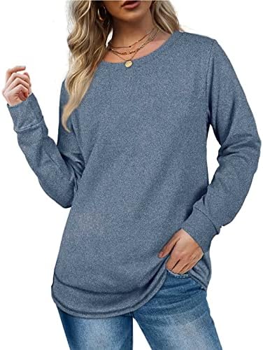 LCEPCY ženski ležerni tunični vrhovi labave košulje pulovera s zakrivljenim rukom dugih rukava labava majica