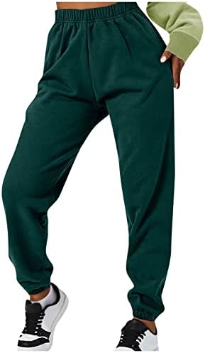 Gumipy ženske trenirke s džepovima plus veličina rastezanje solidne boje hlače hlače za vježbanje joga konusnog joggera aktivna odjeća