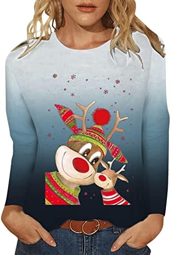 Ženska majica Sretan božićna majica smiješna dugih rukava Xmas Reindeer Grafički print casual majica bluza majice TEE TOPS