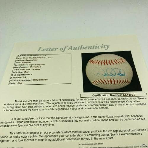 1995. Derek Jeter Pre Rookie potpisao je autogramirani bejzbol s JSA CoA - Autografirani bejzbol