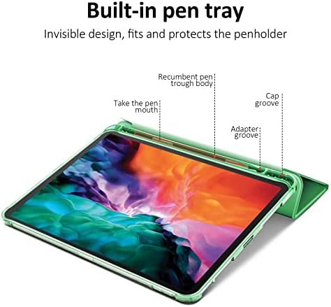 Pričvršćeni slučaj od 11 inča za iPad Pro 11 （2020 i 2021 model） s držačem olovke, ultra tankim ugrađenim silikonskim zaštitnim poklopcem
