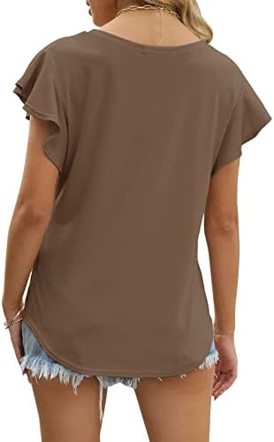 Xidure Women Ljetni vrhovi ruffle kratki rukavi v vrat casual bluza bluza GORNE Košulje