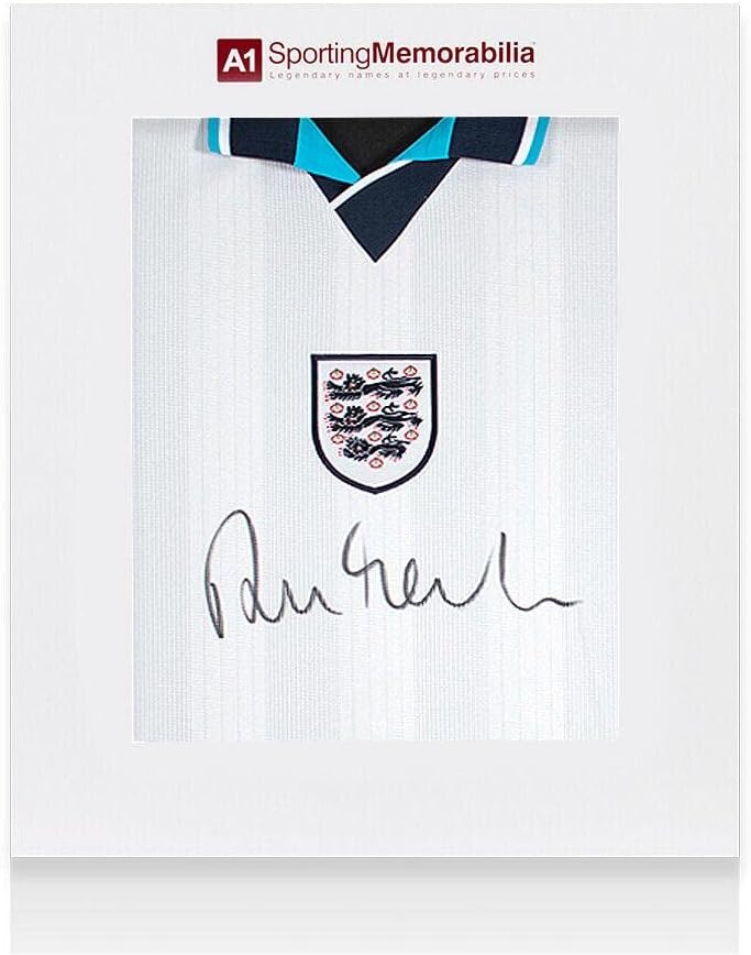 Robbie Fowler potpisao majicu u Engleskoj - Euro 96 - DER -kutija s autogramom Jersey - Autografirani nogometni dresovi