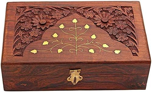 Ručno izrađena drvena kutija za nakit za žene ručno izrađeni drveni organizator nakita s zamršenim rezbarijama poklon predmeti - 6