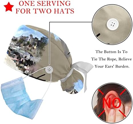 Niaocpwy radna kapica s gumbima, podesivi kirurški šešir elastični zavojni kape
