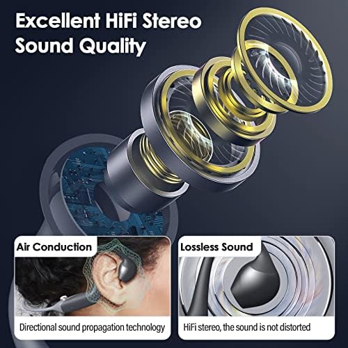 HCMOBI Slušalice s otvorenim ušima, meke silikone i kože, zračne užitke, 10h reprodukcije s MIC-om, hi-fi stereo, smanjenje buke, IP45