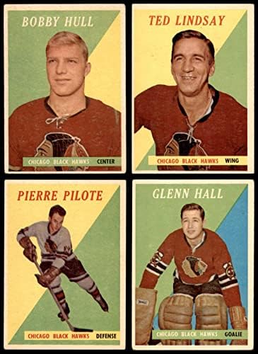 1958-59 Topps Chicago Blackhawks Team Set 3,5 - VG+ - Hokejske karte s pločama