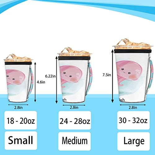 Slatka životinjska abeceda meduza za višekratnu upotrebu ledene kave s ručicom neoprene čahura za sodu, latte, čaj, pića, pivo