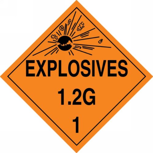 Accuform mpl1115vs1 ljepljivi vinil opasnost klase 1/divizija 2G točkica, legenda eksplozivi 1,2 g 1 s grafičkim, 10-3/4 širina x 10-3/4