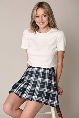 Napravio Johnny Women 'Girls' High Cuke Mini Plaid School Uniforma naplaćena suknja s klizačem s klizačem s kratkim hlačama