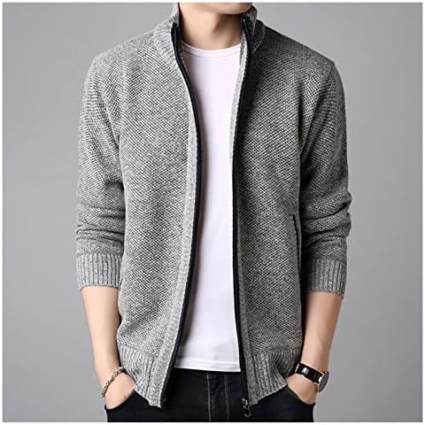 Muški casual tanki fit puni zip kardigan džemperi stand-up ovratnik zima topli kabel jakna, vanjska odjeća debeli pleteni džemper