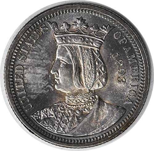 1893. P Isabella Commemorative Silver Quarter Nevjereno MS60