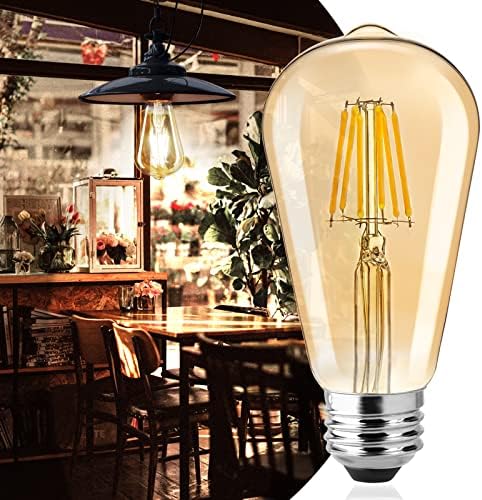 Vintage LED žarulje, 6 paketa, 6-vatna, 6-vatna, 60-vatna, 60-vatna, Edison led žarulja, prigušiva, starinska, jantarna nijansa, 964,