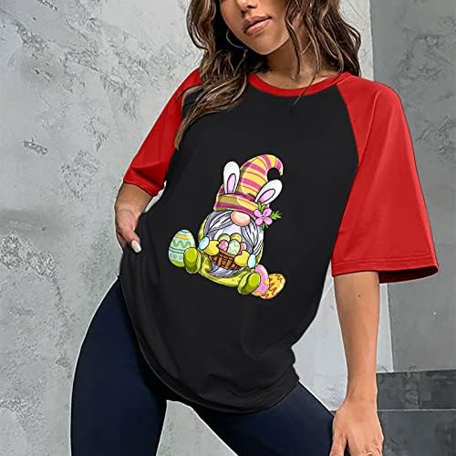 Ženske uskrsne košulje ružni gnome grafičke majice gornje posade kratke rukave ležerne bluze patchwork pulovers majice