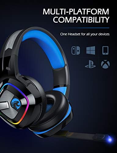 Gaming slušalice ZIUMIER, slušalice za PS4, slušalice za Xbox One s mikrofon sa redukcijom šuma i pozadinskim osvjetljenjem RGB, Slušalice