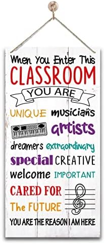 Motivacijske znakove učionice, dekor, viseći drveni znak učionice, glazbeni zidni zid umjetnost, glazbeno obrazovanje, znak za dekor