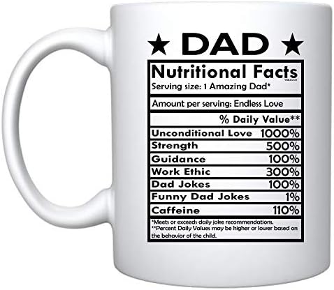 Veracco Tata prehrambene činjenice bijela keramička šalica za kavu smiješni Darovi za Dan očeva za novi Tata Tata očuh