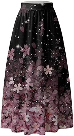 Apfopard casual ljetna suknja za žene 2023 boho visoki struk boho tiskani labavi rub ljuljajući duga maxi suknja s džepnim trendovskim