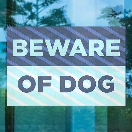 CGSIGNLAB | Čuvajte se psa -stripes plave Stizanje prozora | 30 x20