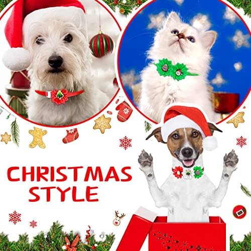 Saintrygo 24 komada božićni pseći cvjetni ovratnik psetice podesivi pseći ovratnik Umjetni dijamantni cvjetni ovratnik božićni pseći