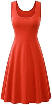 Icodod haljina za žensku ljetnu ležernu haljinu 2023 bez rukava T-Neck Veliki ljuljački solidna boja metak prattice haljina tradicionalna