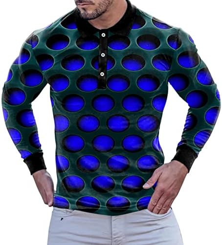 ZDDO muške 3D digitalne polo majice, ulična umjetnost grafički smiješni gumb za ispis vrat mišićni mišić Slim Fit teniski sportski
