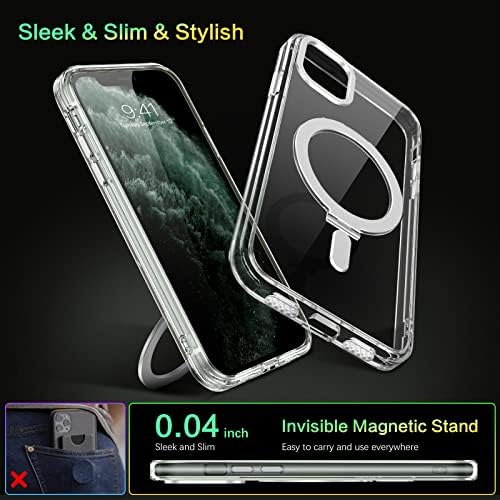 Duedue za iPhone 11 Pro Max magnetska futrola s nevidljivim postoljem [Kompatibilno s Magsafe], Clear Cleact zaštitni poklopac za zaštitni