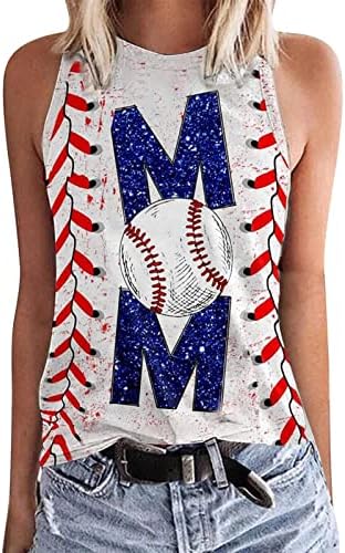 LCEPCY Ljetni vrhovi tenkova za žene modni bejzbol print prsluk majica bez rukava bez rukava casual bluza majice
