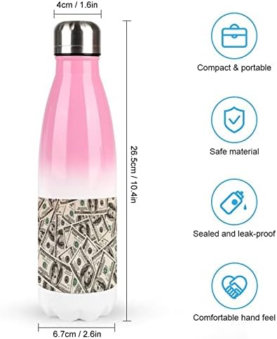Novac američki novčanice od stotinu dolara 17oz Sportska boca vode od nehrđajućeg čelika Vakuum izolirana Cola oblik za višekratnu