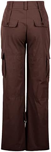 Uillui ženski srednji struk vreća s vrećama za teretne hlače povremene modne padobranske hlače opuštene fit ravne široke noge y2k hlače