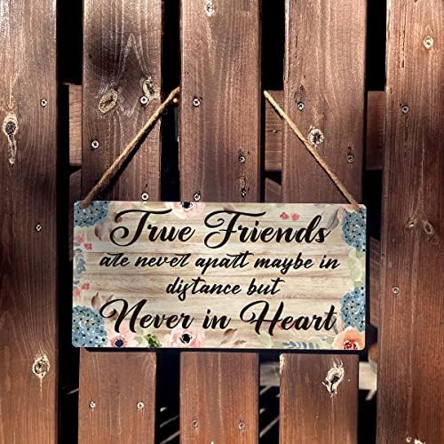 Pravi prijatelji nikad nisu odvojeni znak smiješnog prijateljstva Farmhouse drveni viseći plak rustikalni zidni umjetnički dekor za