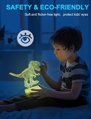 Noćno svjetlo dinosaura za djecu, noćno svjetlo s iluzijom od 3 inča, 16 boja koje se mijenjaju daljinskim upravljačem, dekor sobe,