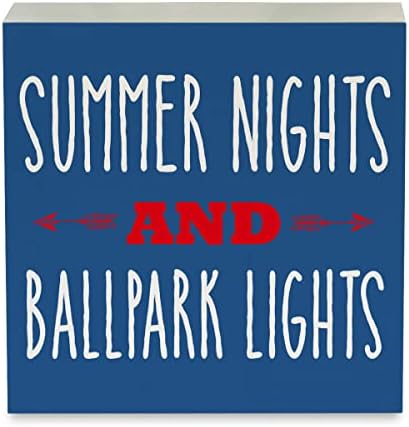 Ljetne noći i svjetla s loptama Ward Wood Sign Rustikalni ljubitelji bejzbola drveni kutija Dekorativni seoski znak Blok plak za kućni