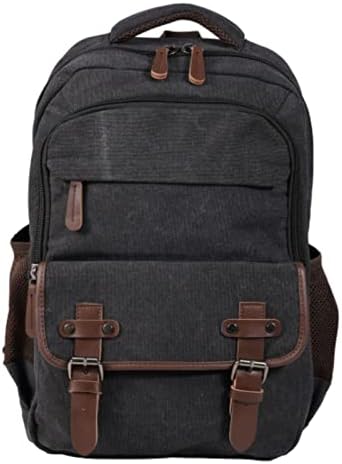 Ruksak Lulusnie Canvas, Vintage DayPack za muškarce, crni putnik ruksaka ruksak Računalna torba od 15,6 inča laptop, crno