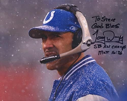 Tony Dungy ručno potpisano 8x10 Color Photo+CoA Hof Colts Coach za Steve - Autografirane NFL fotografije