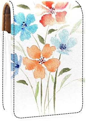 Mini torbica za šminku s ogledalom, torbica s kvačilom, futrola za ruž od umjetne kože, Cvijeće u akvarelu, proljetni cvjetni