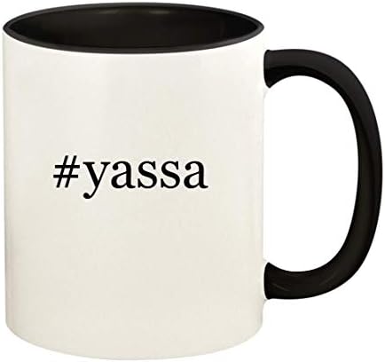 Knick Knack pokloni yassa - 11oz hashtag keramička ručka u boji i šalica krigle kave, crna