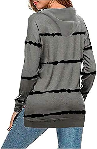 Žene 2022 jesenski modni vrhovi casual crewneck dukserice s dugim rukavima prugasti tiskani pulover bočni bočni vrhovi majice