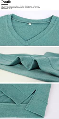 Aloodor dukserica za žene s dugim rukavima s džemperom za v-izrez bok podijeljenih ruba ležerni tunični vrhovi