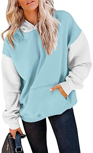 Ticticmimi ženske ležerne kapuljače dugi rukavi Blok pulover Tops Slatka labava dukserica s džepovima