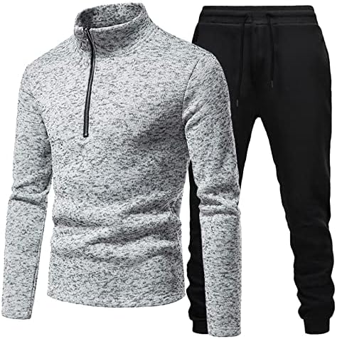 XXBR 2 komada odjeće postavljene za muške, pola zatvarača za puloverske dukseve trkača jogger atletski trenerci Sweatpants