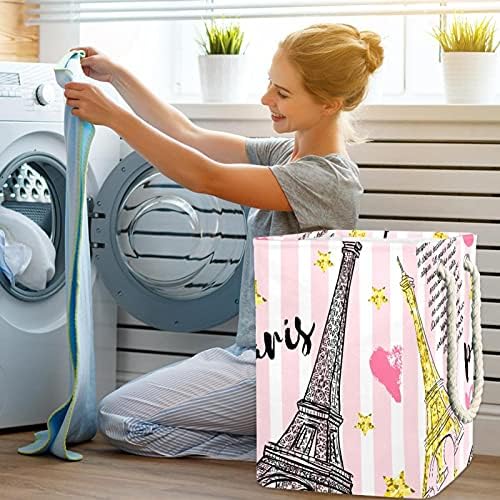 Pariz ružičasti Eiffelov toranj velika košara za rublje vodootporna sklopiva košara za odjeću organizator igračaka uređenje doma za