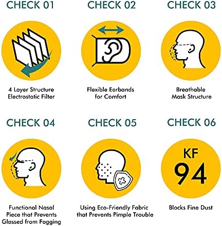 KN Flax [20PACKS] KF-94-Zaštitna maska ​​za lice za odrasle [napravljeno u Koreji] [20 pojedinačno pakirano] Premium KF-94 certificirana
