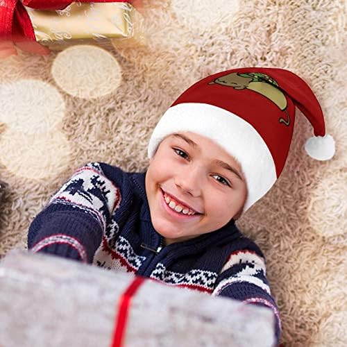Plišani Božićni šešir, nestašni i slatki Šeširi Djeda Božićnjaka s plišanim obodom i udobnom podstavom, Božićni ukras