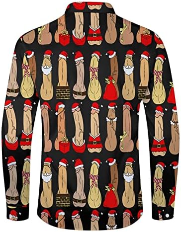 XXBR Božićni ležerni gumb Down majice za muške ovratnik s ovratnikom Dugi rukavi Novisti Tops Xmas Smiješna grafička dizajnerska košulja