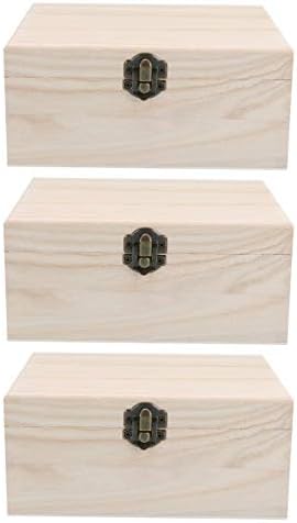 Alremo xinghuang - 3pcs drvena kutija za prsa Nedovršena kutija za zaključavanje nakita DIY TRINKET CUTERSKE KRAZNICE OVRASKE KUTIJE