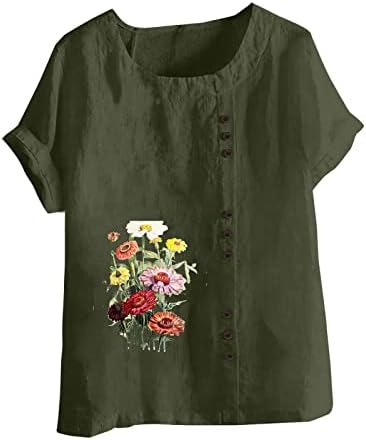 Plus veličina gornja majica za djevojke kratke rukave čamce lane pamučne tratinčice cvijeta grafička majica casual majica rc